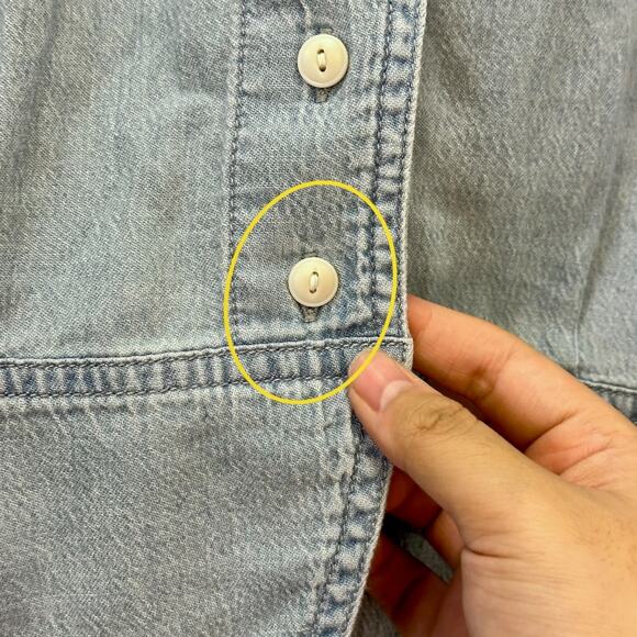 Madewell Denim Pleated Short-Sleeve Top in Doral Wash NP039 Size XL $88 - Picture 8 of 9